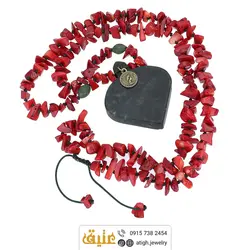 سینه ریز شاه مقصود افغان سبز تیره تراش قلب و مرجان نامنظم طبیعی بافت گره ای