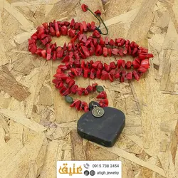 سینه ریز شاه مقصود افغان سبز تیره تراش قلب و مرجان نامنظم طبیعی بافت گره ای