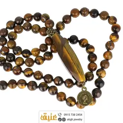 سینه ریز چشم ببر معدنی تراش چند وجهی خاص و تراش مهره ای بافت گره ای