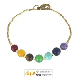 دستبند استیل هفت سنگ چاکرا معدنی رنگ ثابت بسیار خوشرنگ