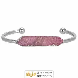 دستبند کوارتز صورتی (رز کوارتز) بلور معدنی خوشرنگ سنگ درمانی شش ضلعی