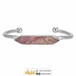 دستبند کوارتز صورتی (رز کوارتز) بلور معدنی خوشرنگ سنگ درمانی شش ضلعی