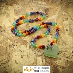 سینه ریز هفت سنگ چاکرا آویز شاه مقصود تراش قلب تمام سنگ درشت معدنی 