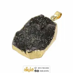 نیم ست بلور جید مشکی طبیعی با زنجیر استیل ضد حساسیت‌