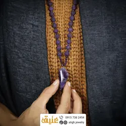 سینه ریز آمتیست مرغوب تراش چندوجهی درشت، جید بنفش تراش دار و لاوا معدنی