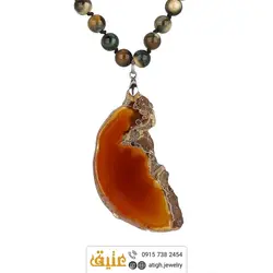 سینه ریز اسلایس عقیق خراسانی درشت مرغوب و عقیق ماداگاسکار سبز، قهوه ای خوش نقش معدنی بافت گره ای