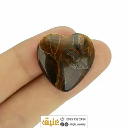 نگین چشم ببر معدنی تراش قلب برجسته درشت با نقوش زیبا