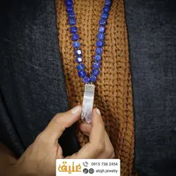 سینه ریز آمتیست راف و عقیق دراگون (اژدها) آبی تراش مکعب مربع معدنی بسیار خاص بافت گره ای