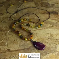 سینه ریز عقیق اشکی بسیار خوشرنگ و عقیق ترکیبی معدنی بسیار مرغوب بافت گره ای