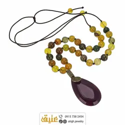 سینه ریز عقیق اشکی بسیار خوشرنگ و عقیق ترکیبی معدنی بسیار مرغوب بافت گره ای