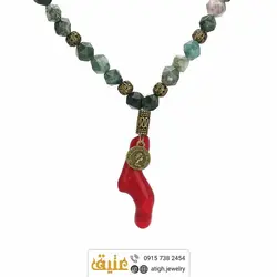 سینه ریز مرجان شاخه ای و جاسپر تراش استار طبیعی بافت بسیار خاص