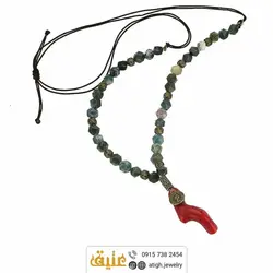 سینه ریز مرجان شاخه ای و جاسپر تراش استار طبیعی بافت بسیار خاص