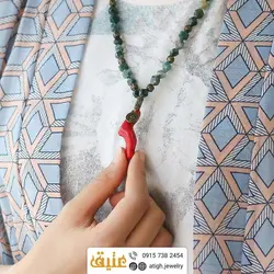 سینه ریز مرجان شاخه ای و جاسپر تراش استار طبیعی بافت بسیار خاص