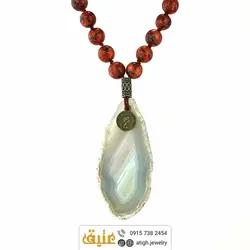 سینه ریز اسلایس عقیق سلیمانی و ابسیدین ماهگونی معدنی بافت گره ای