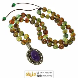 سینه ریز جید بنفش و عقیق اژدها (دراگون) رگه دار چند رنگ معدنی طرح قلب