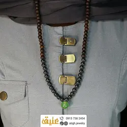 سینه ریز گوی آونتورین و حدید معدنی بهمراه چوب زیتون