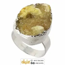 انگشتر کوارتز زرد بلور معدنی سنگ درمانی‌
