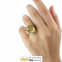 انگشتر کوارتز زرد بلور معدنی سنگ درمانی‌