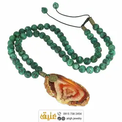 سینه ریز فیروزه آفریقایی و عقیق سلیمانی طبیعی با رگه های بینظیر