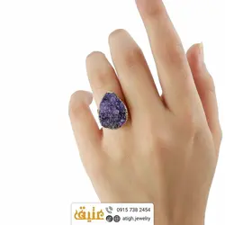انگشتر آمتیست بلور معدنی سنگ درمانی‌