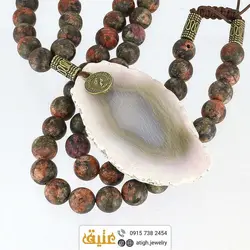 سینه ریز اسلایس عقیق سلیمانی خوشرنگ و اوناکیت مات معدنی بافت‌