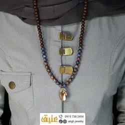 سینه ریز عقیق شجر، سرپنتین آبی قهوه ای مات طبیعی و چوب زیتون