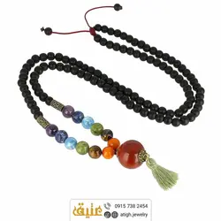 سینه ریز هفت سنگ چاکرا ترکیب سنگهای قیمتی و انیکس مات معدنی