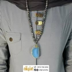 سینه ریز اسلایس عقیق سلیمانی و لارویکیت مات طبیعی