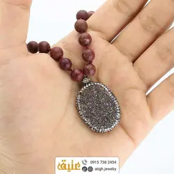 سینه ریز کوارتز تیتانیوم و رودونیت مات طبیعی بافت