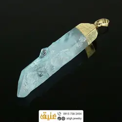 گردنبند کوارتز آبی راف طبیعی خوشرنگ سنگ درمانی با زنجیر استیل‌