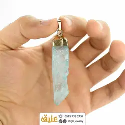 گردنبند کوارتز آبی راف طبیعی خوشرنگ سنگ درمانی با زنجیر استیل‌