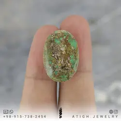 نگین فیروزه نیشابوری شجری معدنی رضوی بسیار خاص با نقش و نگار زیبا خوشرنگ رنگ صد درصد طبیعی وزن حدود 5.3 گرم