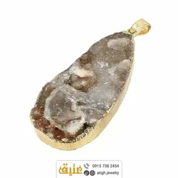 نیم ست ژئود عقیق سلیمانی طبیعی خوشرنگ با نقوش زیبا بهمراه زنجیر استیل‌