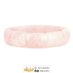 دستبند کوارتز صورتی (رز کوارتز) تراش‌دار طبیعی مستطیلی درشت سنگ درمانی