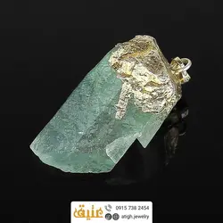 گردنبند فلورین سبز راف سنگ درمانی طبیعی بهمراه زنجیر استیل‌ تخصصی چاکرای قلب