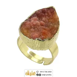 انگشتر تورمالین راف بلور طبیعی‌ اشکی بسیار خوشرنگ سنگ درمانی