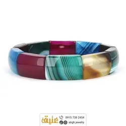 دستبند عقیق سلیمانی طبیعی درشت خوشرنگ و خوش نقش سنگ درمانی‌