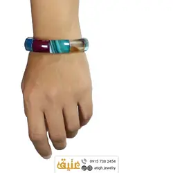 دستبند عقیق سلیمانی طبیعی درشت خوشرنگ و خوش نقش سنگ درمانی‌