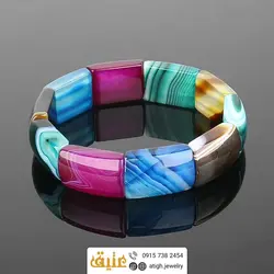 دستبند عقیق سلیمانی طبیعی درشت خوشرنگ و خوش نقش سنگ درمانی‌