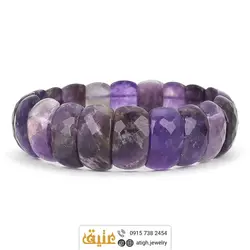 دستبند آمتیست طبیعی تراش دار مرغوب سنگ درمانی‌