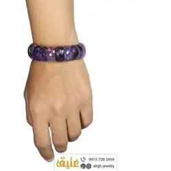دستبند آمتیست طبیعی تراش دار مرغوب سنگ درمانی‌