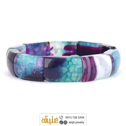 دستبند عقیق سلیمانی طبیعی خوشرنگ و خوش نقش سنگ درمانی‌