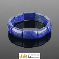 دستبند لاجورد طبیعی مرغوب تراش مستطیلی‌ سنگ درمانی