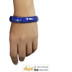 دستبند لاجورد طبیعی مرغوب تراش مستطیلی‌ سنگ درمانی