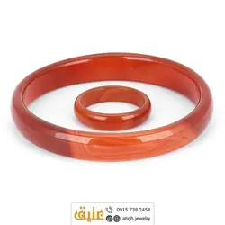 نیم ست النگو و حلقه عقیق سرخ طبیعی‌
