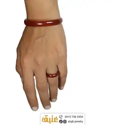 نیم ست النگو و حلقه عقیق سرخ طبیعی‌