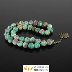 تسبیح فیروزه آفریقایی ۳۳ دانه دستساز مات طبیعی‌ بسیار خاص رگه های بسیار زیبا