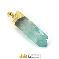 گردنبند کوارتز آبی طبیعی راف سنگ درمانی‌ بهمراه زنجیر استیل