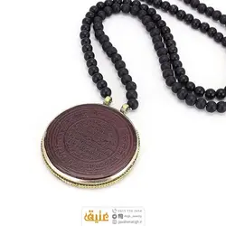 سینه ریز حکاکی نادعلی و سوره توحید بهمراه عقیق سیاه (انیکس) معدنی