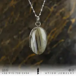 گردنبند عقیق سلیمانی سفید با نقش و نگار زیبا معدنی درشت سنگ درمانی کیفیت عالی همراه بند چرم یا زنجیر استیل وزن حدود 20 گرم